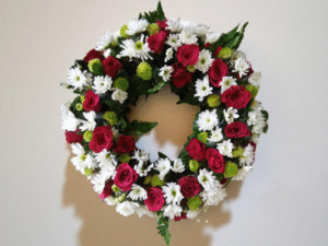 Chrysanthemum+ Red Roses Wreath
