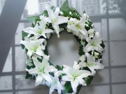White Lily and Chrysanthemum Wreath
